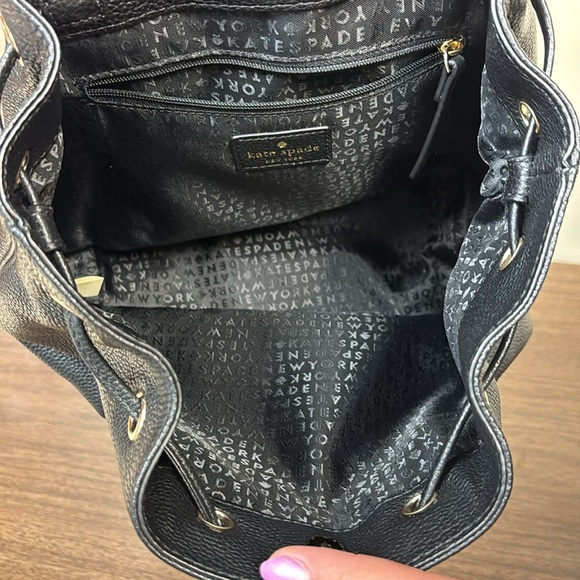 Kate Spade black leather drawstring backpack - Picture 5 of 9
